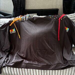 Kids Brown Hoodie with Rainbow Accents